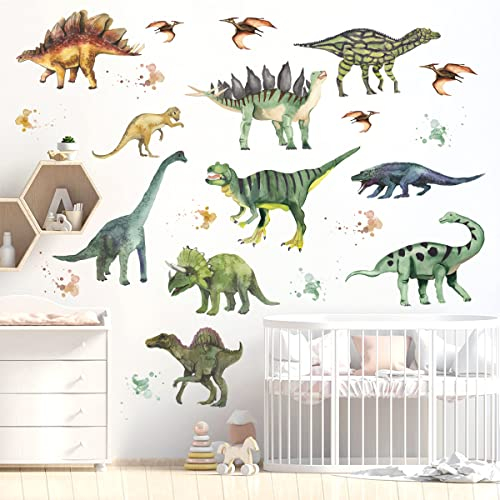WandSticker4U®- [Aquafarben] 22 tlg. Wandtattoo DINOSAURIER Kinderzimmer I Wandsticker Dino Kinder Dschungel Tiere Safari Babyzimmer I Wandtattoo Dino Kinderzimmer Deko Junge Mädchen