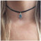 Andelaisi Boho Palm Pendant Necklace Hamsa Hand Necklace Chain Evil Eye Choker Necklace Velvet Rope Hamsa Clavicle Necklace Jewelry for Women and Girls