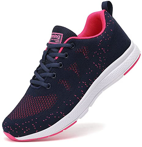 ZPAWDH Femme Sneakers Outdoor Running Sports Fitness Marche Chaussures Léger Respirante Baskets(Blue Red 39EU)