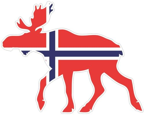 Skyline4u Elch Aufkleber Elchhirsche Nationalfarben Norwegen Flagge Blickrichtung Links 10cm Elch Norwegen - Links