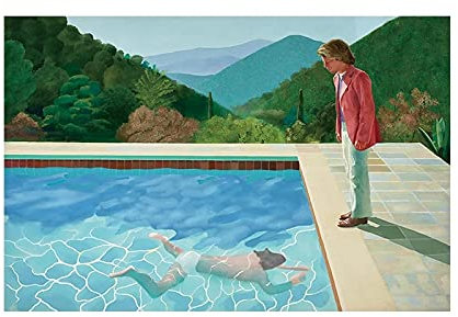 David Hockney (Pool mit zwei Figuren) Leinwand Gemälde Poster Drucke Quadros Wandkunst Bild für Wohnzimmer Wohnkultur 70x90cm(28x35in) mit Rahmen
