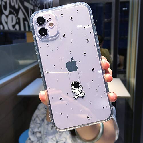 Cute Cartoon Astronaut Star Space Phone Case For iPhone 11 13 Pro MAX XS XR X 12 7 8 Plus Clear Soft TPU Shockproof Back Cover,Swing,for iPhone 11 Pro MAX