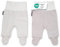 LaLoona Strampelhose mit Fuß - 2er Pack Baby Hosen mit breitem Bund und hohem Baumwollanteil & Elastan, ÖKOTEX Standard 100 - Weiß Beige Gestreift