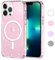 Yoedge Transparent Glitzer Magnetische Handyhülle [kompatibel mit Mag Safe]für Apple iPhone 12 Pro Max Hülle 6,7,Sparkle Schutzhülle Built in Magnet Soft TPU Clear Cover für iPhone12Pro Max Rosa Case