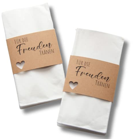 25x Banderolen für Taschentücher Hochzeit für die Freudentränen - Mit Herz Design - Perfekte Begleiter für unvergessliche Hochzeitsmomente DIY Hochzeit Kraftpapier