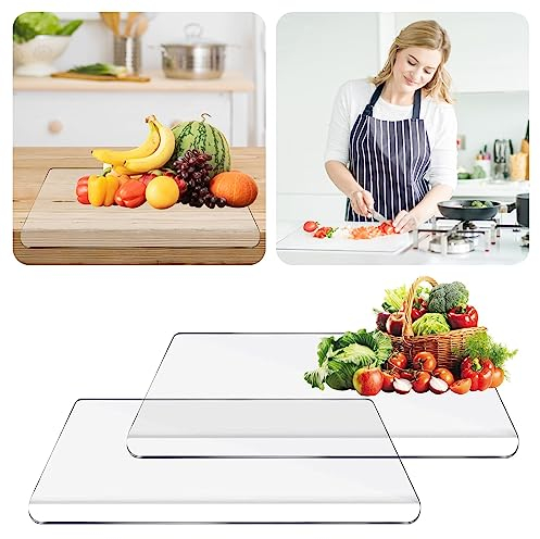 2Pcs Clear Acrylic Cutting Board with Lip Non-Slip Acrylic Chopping Boards for Kitchen Counter Dishwasher Safe Glass Chopping Board Kitchens Accessories