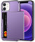 Coolden for iPhone 12 Mini Case Wallet Cover Shockproof Heavy Duty Protective Hard Back Rubber Bumper Card Holder Slot Wallet Cases Cover for iPhone 12 Mini Phone Case (Grey Purple)