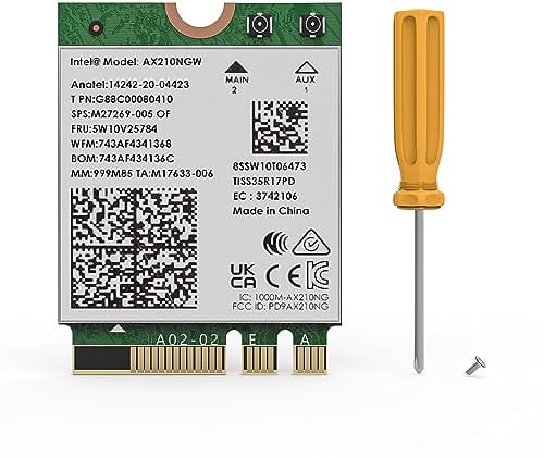 WAVLINK WiFi 6E Wireless Karte, Intel AX210 5400Mbit/s WLAN Netzwerkkarte Adapter, Tri-Band WLAN Karte mit Bluetooth 5.3 für Laptop, Ultra-Low Latency, Support Windows 10/11 (64bit) M.2/NGFF