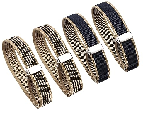 KLEHOPE Sleeve Garters, 2 Sets Shirt Sleeve Garters for Men, Adjustable Shirt Sleeve Holder, Shirt Non-Slip Bracelet, Can Be Used for Attaching Shirts (Stripes, Black) 11 X 2cm