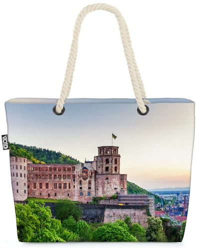 VOID Heidelberger Schloss Strandtasche Shopper 58x38x16cm 23L XXL Einkaufstasche Tasche Reisetasche Beach Bag