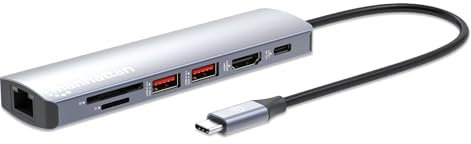 MANHATTAN 153966 Docking Station USB-C PD 7-in-1 4K Hub Multiport Silver