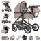 Gcarebb 3 in 1 Kinderwagen, Buggy Mit Auto Babyschale, Mit Höhenverstellbarer Kinderwagen Komplettset, KombiKinderwagen Mit Aluminiumrahmen für Neugeborene 0-4 Jahre
