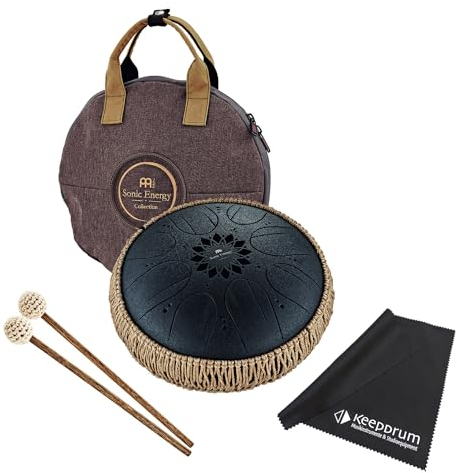 Sonic Energy Meinl MOSTD1BK Medium Steel Tongue Drum H-Moll 8 Töne + keepdrum Mikrofasertuch