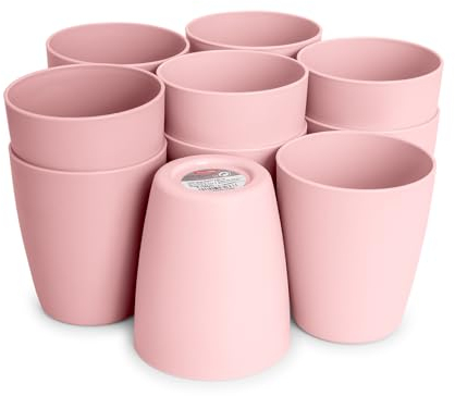 Juego de 12 Vasos de Plástico Duro Classic Reutilizables e Irrompibles para Fiestas y Eventos (Rosa, Vasos 400 ml)
