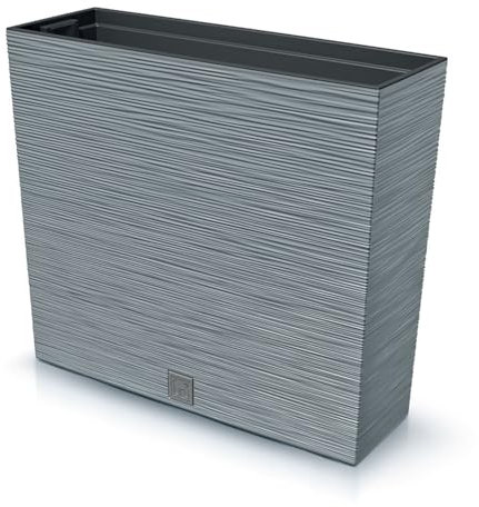 IMJ-Global Furu Case - Maceta rectangular para flores, de plástico, 58 x 18 x 49,8 cm, para interior y exterior, gris, 44 litros, diseño moderno