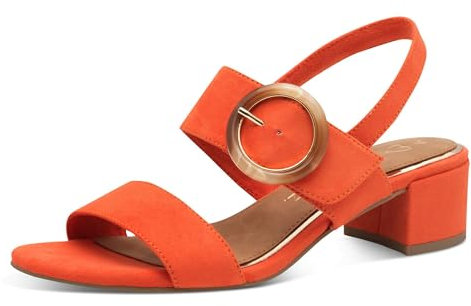 MARCO TOZZI Damen Sandalen mit Absatz mit Klettverschluss Blockabsatz, Rot (Carrot), 38 EU