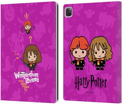Head Case Designs Offizielle Harry Potter Hermione Ron Zauber Deathly Hallows I Leder Brieftaschen Handyhülle Hülle Huelle kompatibel mit Apple iPad Pro 13 M4 2024