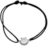 TALISMAN JEWELLERY Armband aus 925er Silber mit verstellbarer Kordel, Muschel des Jakobswegs (10 mm Stück), Ajustable, Sterlingsilber 925, Kein Edelstein