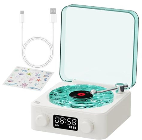 Smart Record Player, Portable Record Player, Vintage Turn Tables, Suitcase Vinyl Player, Audio Sound Retro Mandel Player, Easy To Use, Portable for Records, Entertainment, Home Decoration