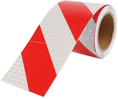 Rot Weißes Reflektorband, 10cm x 10m Hochintensives Reflektierendes Klebeband, Wasserfestes Auffälligkeitsband, Hoher Sichtbarkeit Warnklebeband, Sicherheitsklebeband für Garages Usines