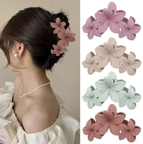 Pinzas grandes para el pelo de flores antideslizantes, pinzas de sujeción fuerte hawaiana para cabello medio grueso, para mujeres y niñas, accesorio para el cabello hawaiano (garra 3)