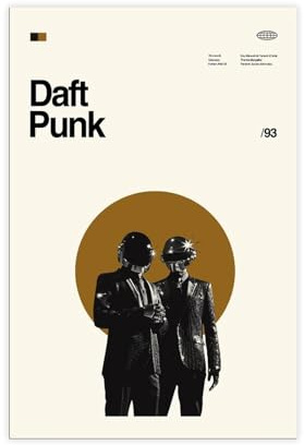 fsgfod Daft Punk-Poster, Leinwand-Poster, Wandkunst, Dekordruck, Bild Gemälde für Wohnzimmer, Schlafzimmer, Dekoration, 30 x 45 cm