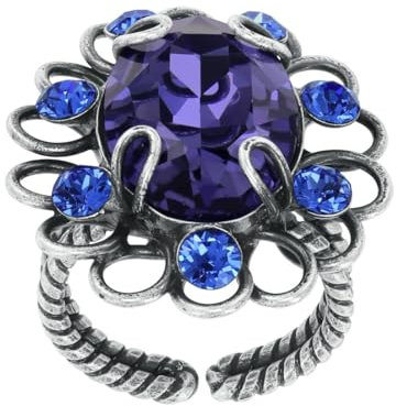 Konplott: Ring Gem Rocks big, großer ovaler aufwendiger Kristallring, für Damen/Frauen (lila-blau)