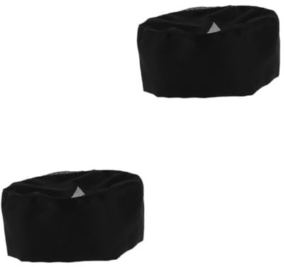 Holibanna 2 Sätze Flache Kochmütze Haarnetze Für Mitarbeiter in Der Gastronomie Arbeitskappen Schwarzer Zylinder Kochmützen Für Erwachsene Rn-Abzeichen Polyester Baumwolle Black 4 Stück * 2