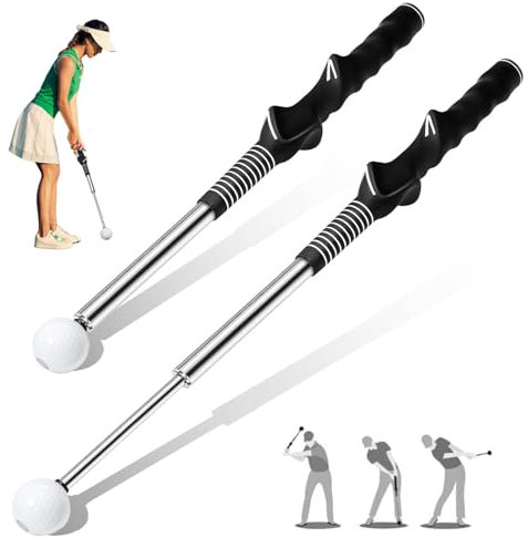 Funvalley Surperfect Retractable Golf Swing Trainer - Telescopic Practice Stick for Indoor/Outdoor, Strength & Tempo Training Aid for Chipping, Hitting Drills