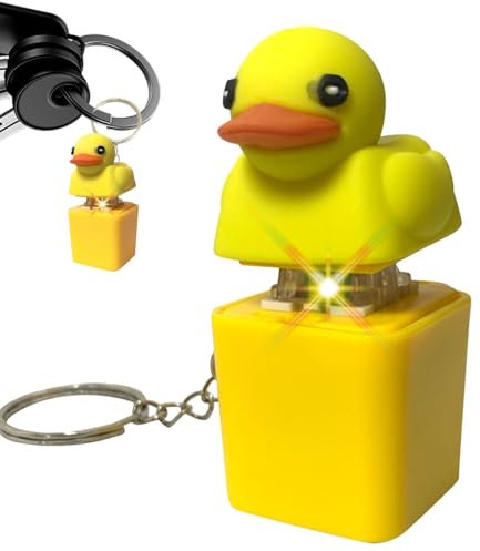 Duc-kys Quacking Fidget Toy, 3X3X6CM Duck-eys Keycaps Squeeze Toy, Cute Duck Keychain with Colorful Keyboard Light, Stress Relief Duck Keyboard Fidget Sensory Toys, for Kids and Adults