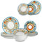 ARCA, Set 18 Piatti Coordinati Solea in Porcellana Decorata, Servizio per 6 Persone, con Piatti Fondi, Piani e da Dessert, Moderni e Colorati, Lavabili in Lavastoviglie