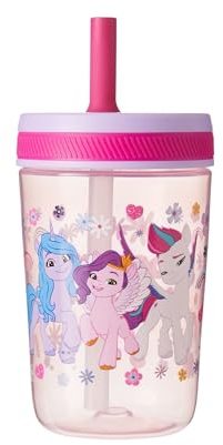 HOX Officially Licensed Kelso Children's Water Bottle with Soft Sipper Straw – 443ml, BPA-Free, Leak-Proof, Durable & Portable for Kids, Pink