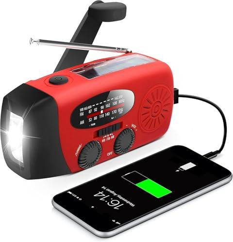 Wind Up Fm Radio, Portable Hand Crank Dynamo Am Fm Battery Emergency Radio, Solar Powered Radios Portable,Emergency Survival Hand Crank Windup Radios and Torch for Camping Hiking