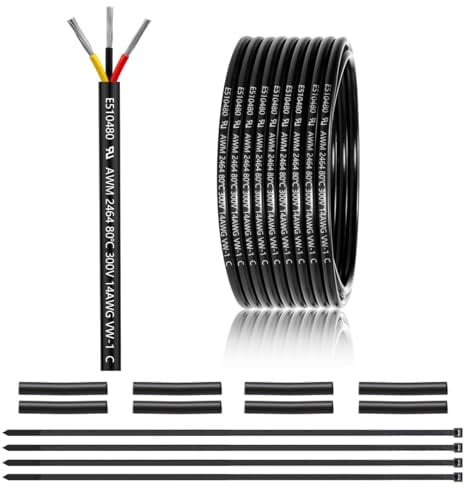 Cavo 3 adrig da 14 AWG 3x2,0mm², 7,62 metri, filo in rame stagnato da 3 adrig, PVC 14AWG 3 adrig per DC 5V/12V/24V, illuminazione LED, cavo di prolunga, veicoli, ecc., certificazione CE