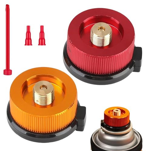 2 Pcs Gas Bottle Adapter, Camping Bottle Adaptors,Portable Gas Refill Adapter/Stove Connector, Outdoor Hiking Stove Adapter/Camping Nozzle Bottle Adapter,WIith 3 Plastic Adapters，For Camping Stoves