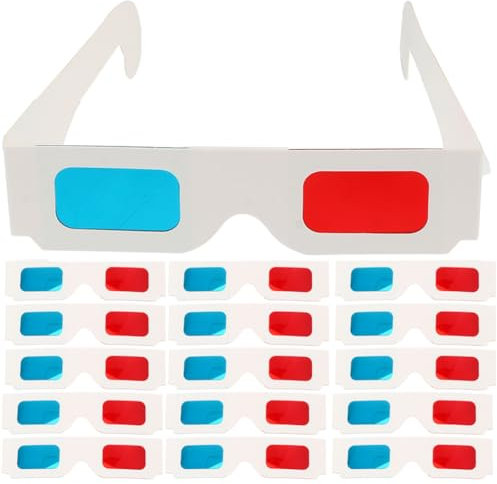 minkissy Gafas 3D Anaglifo De Papel Rojo Azul Paquete De 60 Piezas para Cine En Casa Y Realidad Virtual Ligero Y Portátil