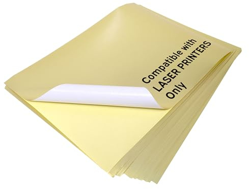 Evergreen Goods A4 10 Blatt Metallic Gold Aufkleberpapier | Selbstklebend | Laserdruckbare Etiketten | Silhouette | Spritzwassergeschützt | Klebepapier für Individuelle Kunst & Handwerk, Verpackung