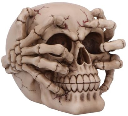 Nemesis Now Gebrochener dekorativer Harzschädel mit Skeletthänden - Horror-Dekor für Spukhäuser - Realistischer Totenkopf-Dekor & Halloween-Dekoration für Sammler gruseliger Kunst