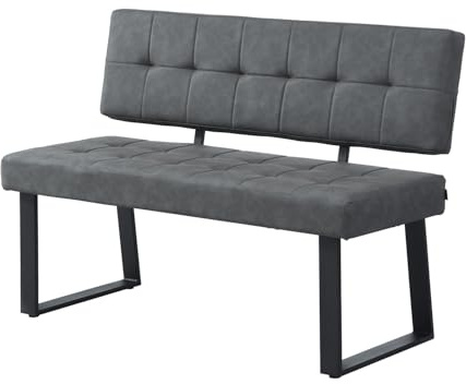 B&D home Sitzbank Sigfrid - Eckbank Esszimmer Mit Lehne, Sitzbank Flur, Pflegeleichter Bezug In Wildlederoptik Grau, Kaltschaum-Polsterung, Für Esszimmer, Küche & Flur, 120 cm