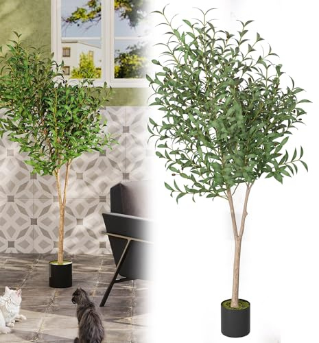 YRHome Ficus Benjamina - Pianta artificiale grande albero artificiale, 180 cm, decorazione per soggiorno, camera da letto, ufficio, giardino, adatto anche come bosso artificiale, piante artificiali