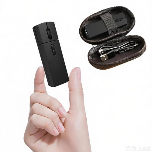 Mini Bluetooth Mouse, Rechargeable Wireless Mouse for Laptop, Tri-Mode(BT 5.1/4.0/2.4G) Silent Computer Mice 1200DPI Small Cordless 2 in 1 Portable Page Turner Handheld Air Mouse with Protective Box