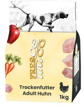 FRESCO Dog Unico Huhn 1kg | Hundefutter trocken getreidefrei | 66% Frischfleisch, Monoprotein, hohe Verträglichkeit | Gesundes Adult Trockenfutter für Hunde sensitiv | Aus Deutschland
