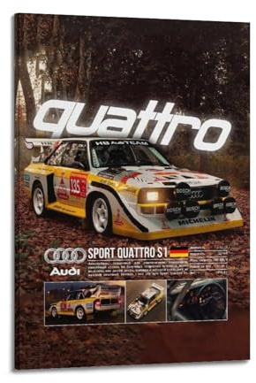 OKNGB Vintage-Sportwagen-Poster, Sport-Quattro S1, Renn-Poster, dekoratives Gemälde, Leinwand, Wandposter und Kunstdruck, moderne Familienschlafzimmer-Dekoration, Poster, 40 x 60 cm