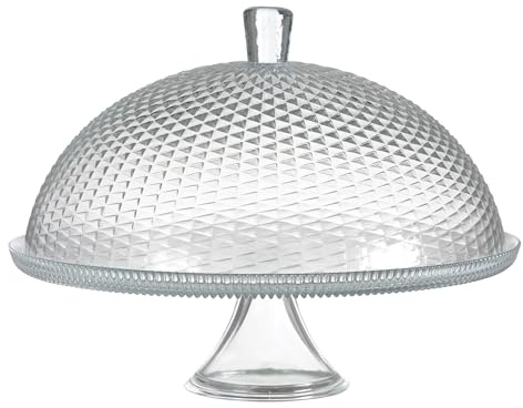 Deconation Plat à Gâteaux En Verre Avec Cloche ø 30 Cm H 25 Cm - Présentoir Pâtisserie