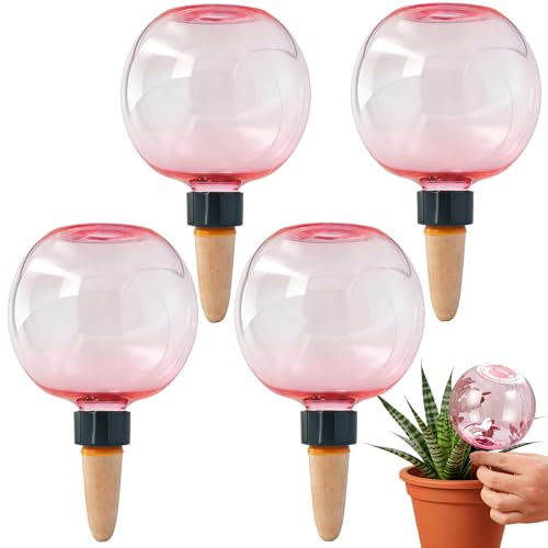 Guidre 4 sfere di irrigazione automatiche da 500 ml, per piante, cipolle trasparenti, sfere d'acqua per piante da giardino (rosa)
