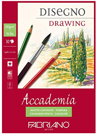 Fabriano 41201421 Zeichenblock, Baumwolle, weiß, 14.8 x 21 x 0.5 cm