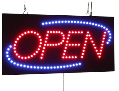 Open Sign 24 with Blue Oval, TOPKING Signage, LED Neon Open, Store, Window, Shop, Business, Display, Grand Opening Gift