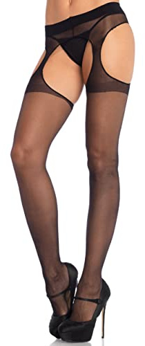 Leg Avenue plus size ren strumpeband hängslen nylonstrumpa