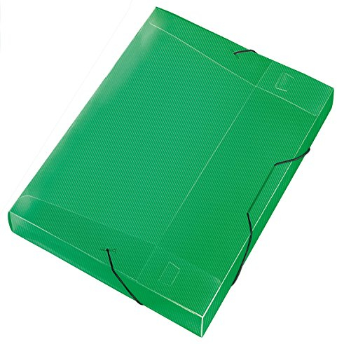VELOFLEX 4443240 - Sammelbox Crystal, DIN A4, transparente PP-Folie, mit Gummizug, Dokumenten-Box, Heft-Box, grün