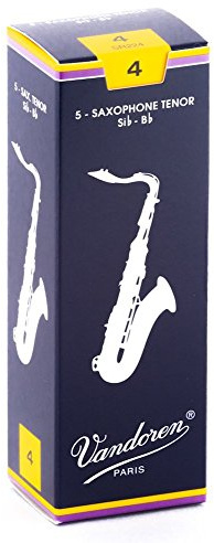 Vandoren Saxophonmundstücke, 4,0 · Blätter, Klassisch, D Dur, Rohr, 5 Reeds (Tenor Saxophone, Stärke 4)